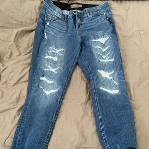 Knitted ripped jeans dark blue